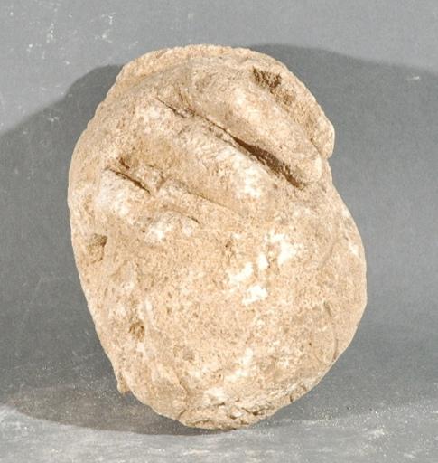 Ex-voto du temple de la forêt d'Halatte, main gauche tenant un objet hémisphérique
