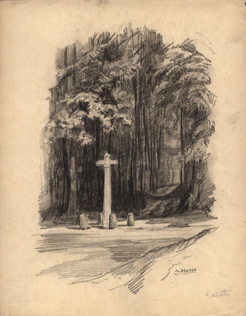 Poteau de signalisation en forêt d’Halatte (titre factice)