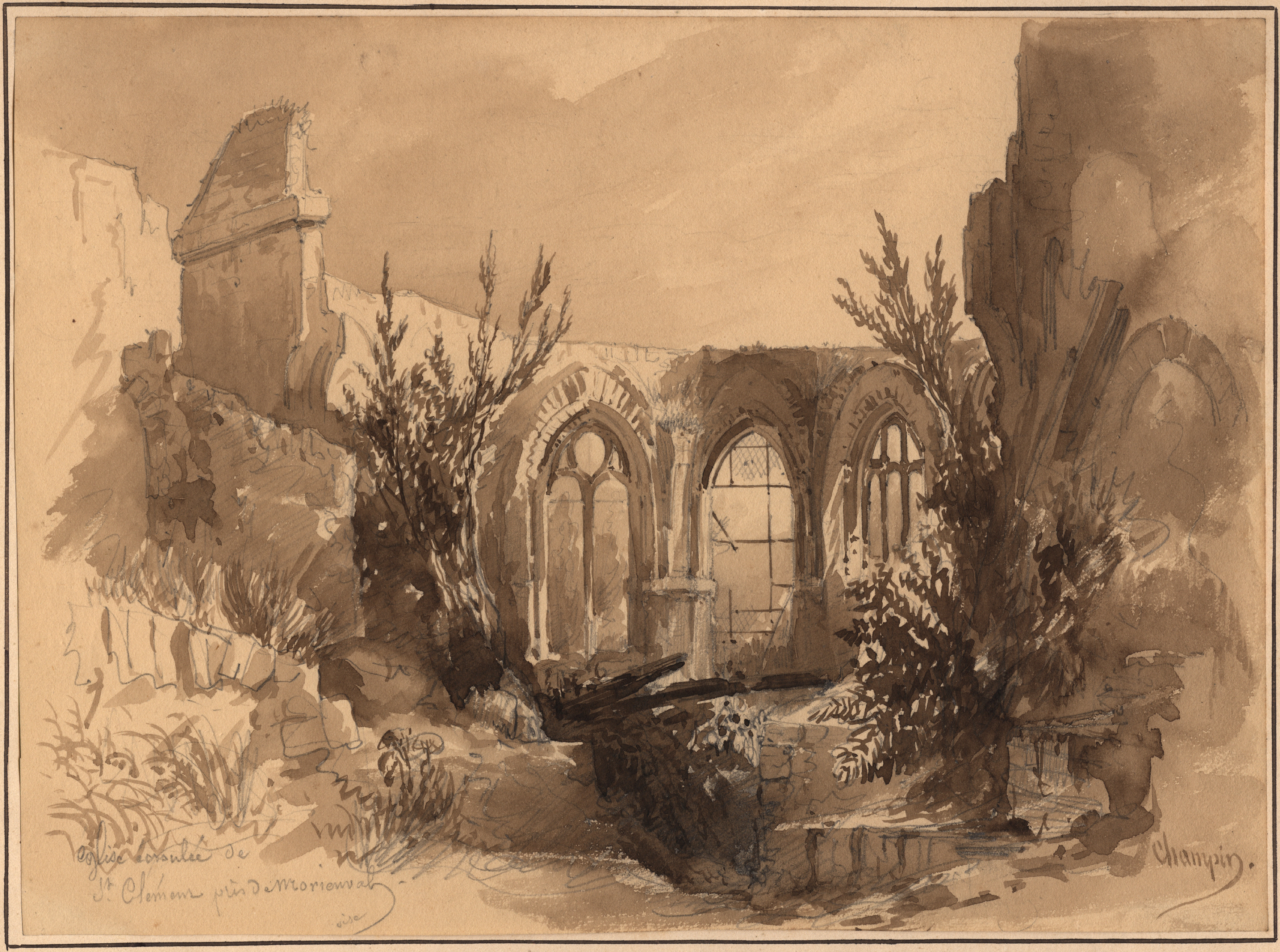 Eglise de Saint-Clément en ruine près de Morienval (Oise)