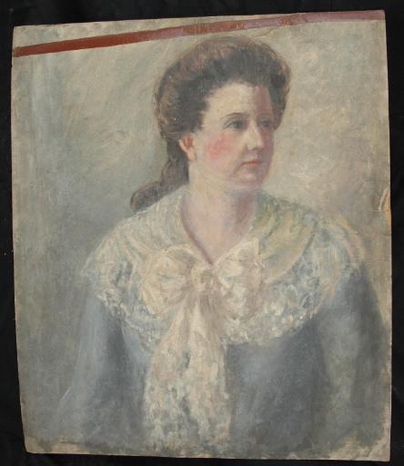 Portrait d'une femme au noeud blanc