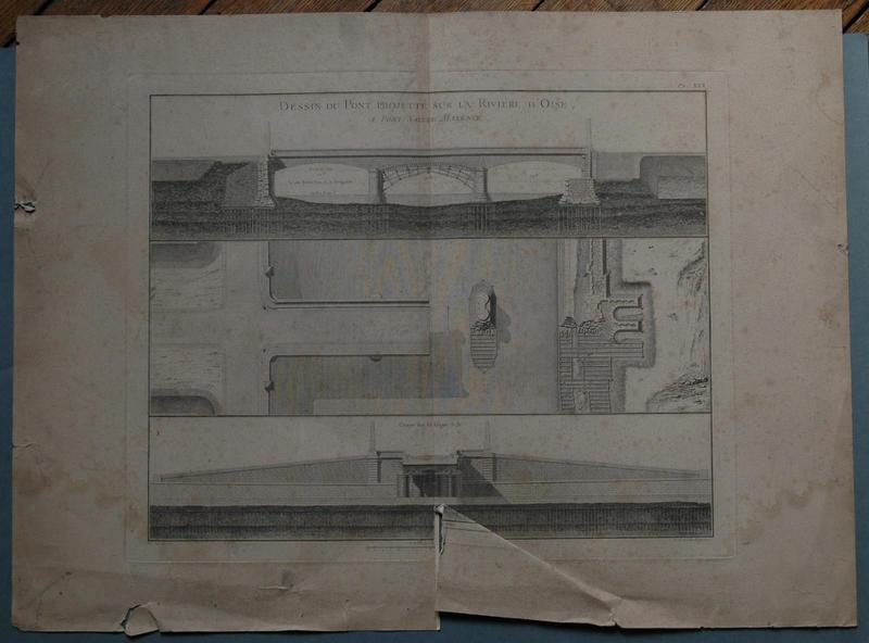 Dessin du pont projetté sur l'Oise à Pont Sainte-Maxence (titre inscrit)