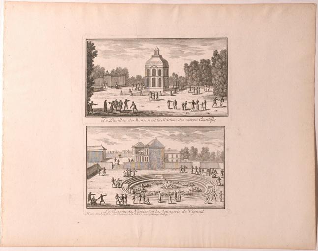 Vues du Bassin de Narcisse et du Pavillon de Manse, Chantilly (Oise) (titre factice)