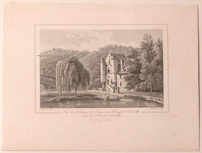 Vue du château des Loges aux étangs de Comelle, Chantilly (Oise)