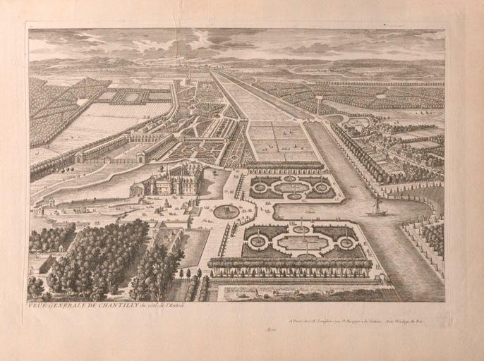 Vue du château de Chantilly et de ses jardins (Oise)