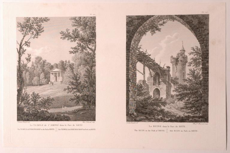 Le Temple de l'Amitié et la Ruine dans le parc de Betz