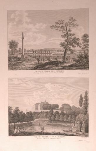 Vues d'un défilé de Romains et du château de Carlepont (Oise)