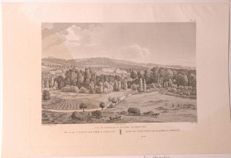 Vue du château et du parc de Crillon