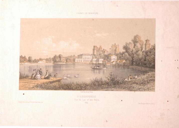 Pierrefonds, vue du lac et des Bains (Oise)