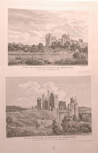 Deux vues des ruines du château de Pierrefonds (Oise) (titre factice)