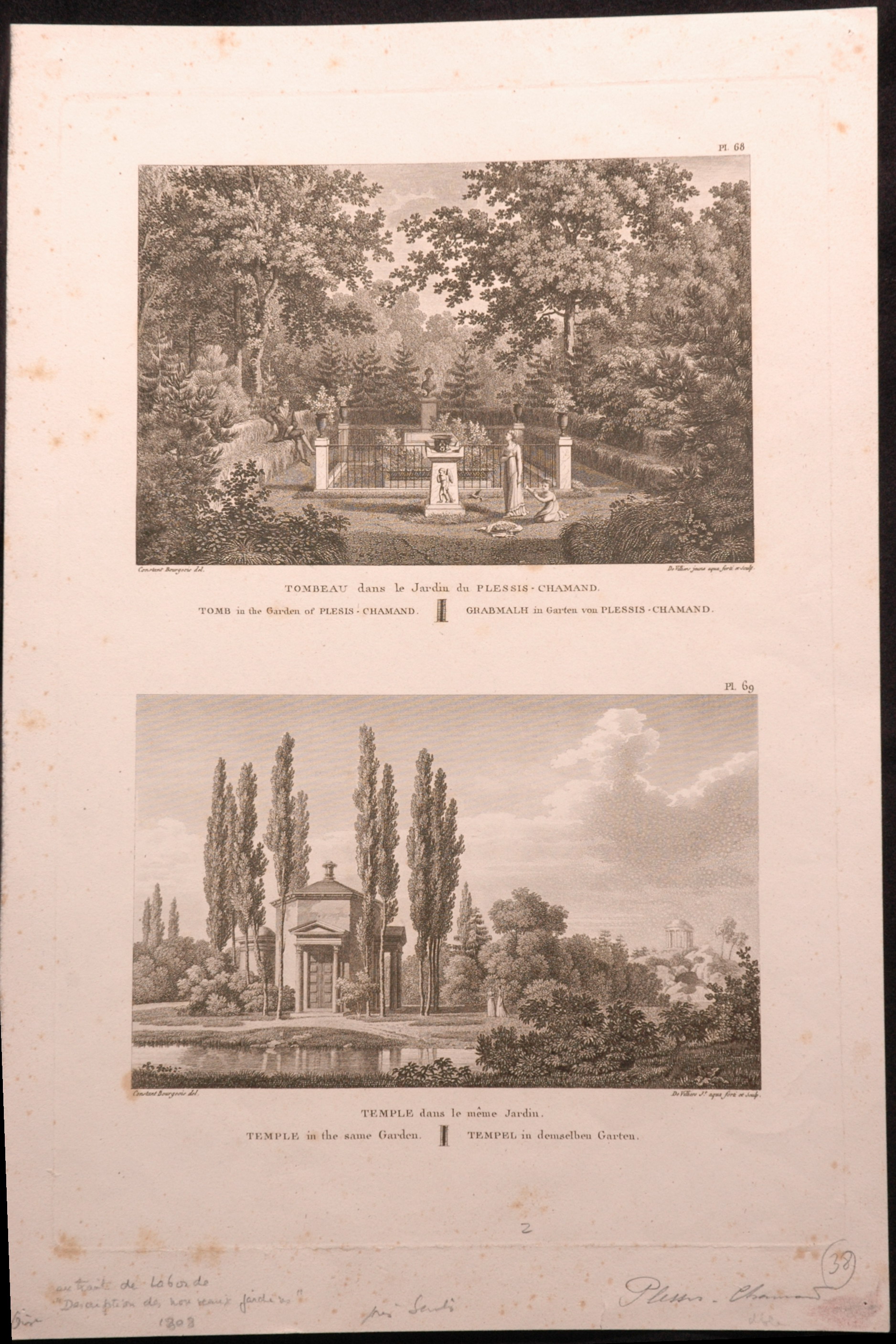 Tombeau et Temple dans le jardin du Plessis-Chamant (Oise)