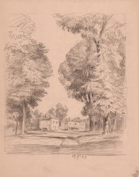 Arbres et maisons sur le cours ?, Senlis (titre factice)