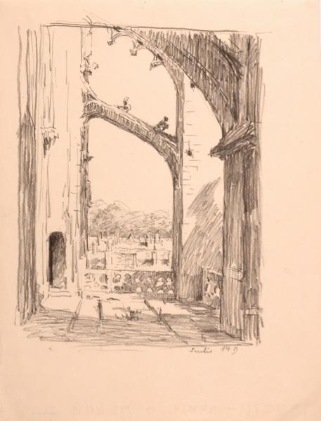 Les arcs boutants de la cathédrale, Senlis (titre factice)