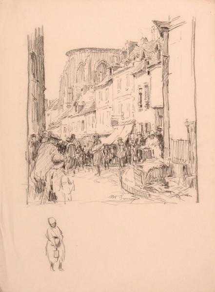 Le marché vers la rue Saint-Hilaire, Senlis (titre factice)