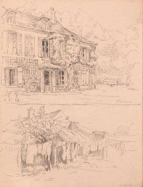 Une maison à Saint-Léonard / Linge séchant dans un jardin d'une maison de Courteuil (titre factice)