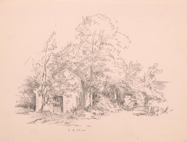 Une maisonnette sous les arbres (titre factice)