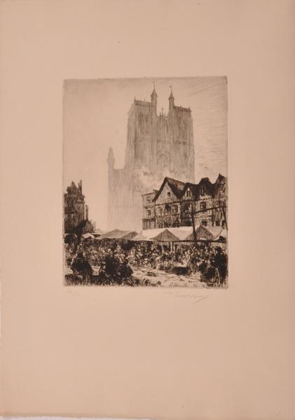 Abbeville, marché près de la cathédrale (titre factice)