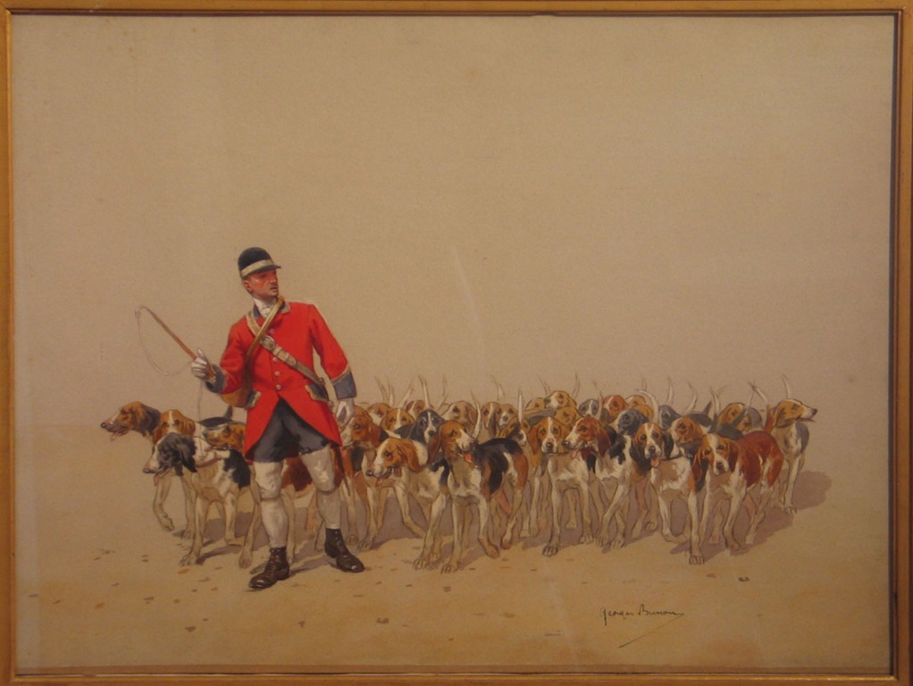 Valet de chiens et sa meute (titre factice)