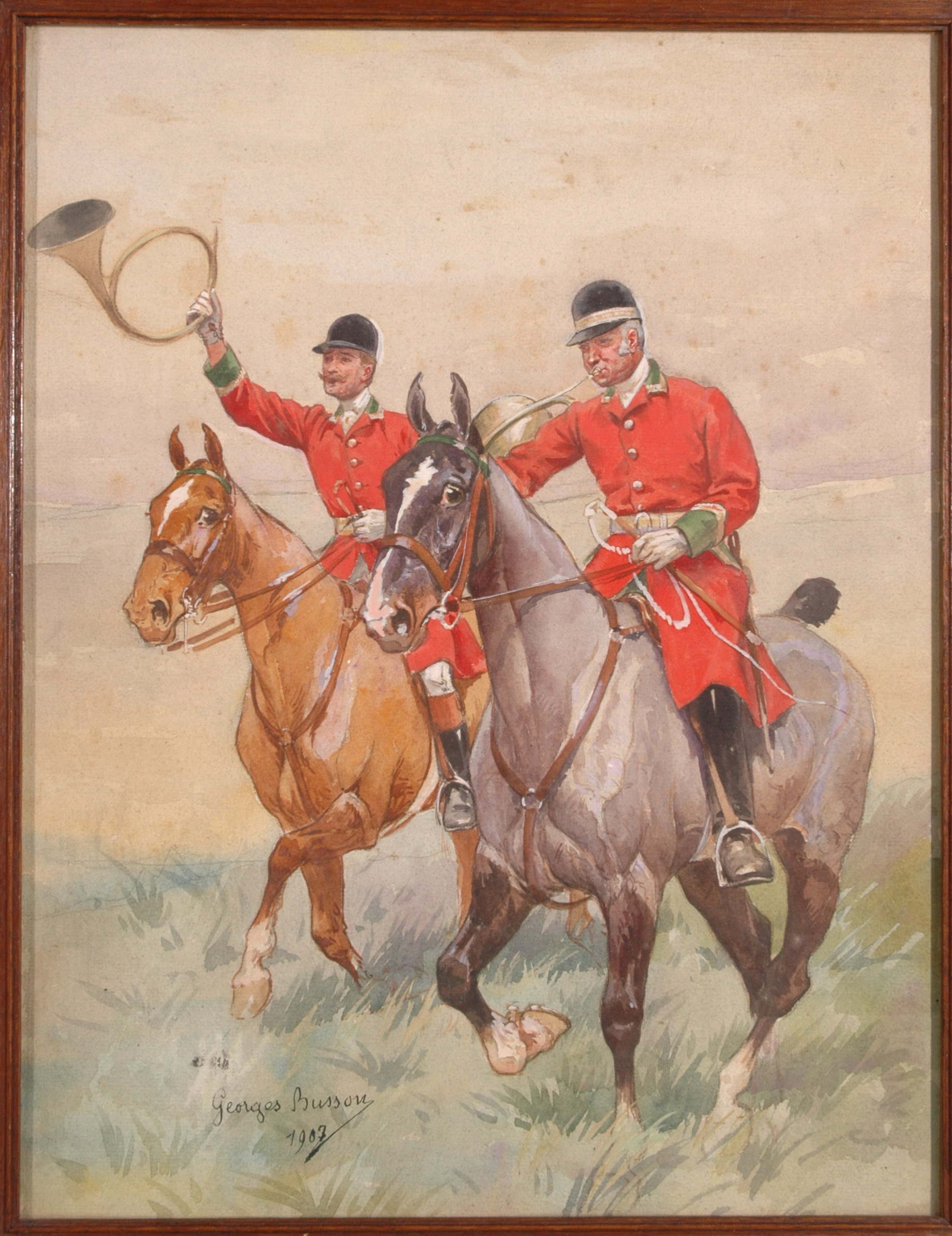 Deux veneurs à cheval (vautrait Bertin ?) (titre factice)