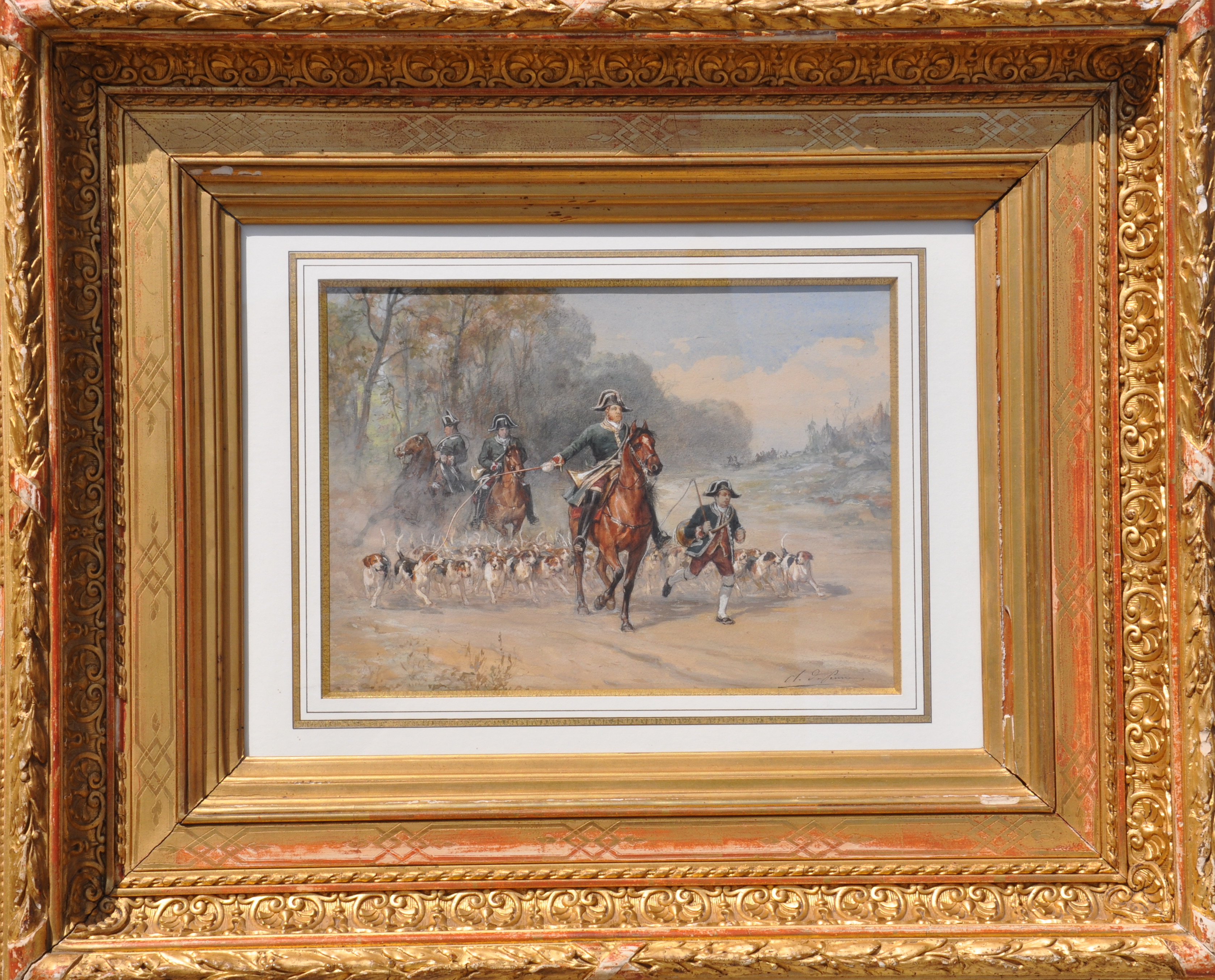 Les piqueux de la vénerie impériale partant à la brisée (titre factice)