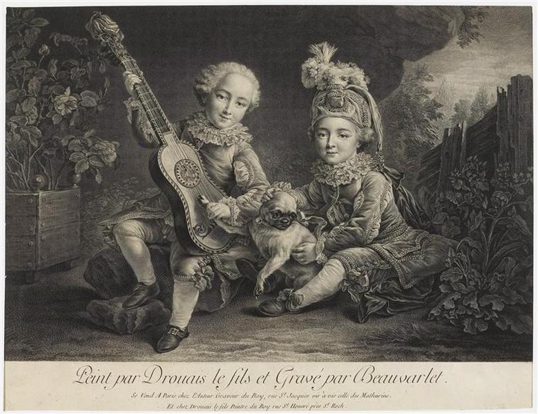 Jeunes enfants jouant ; Les enfants du duc de Béthune ; Les deux fils du duc de Béthune (ou du duc de Choiseul) jouant avec un carlin