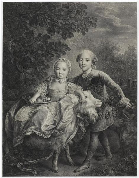 Les enfants du comte d'Artois montés sur une chèvre ; Enfants de la famille du comte d'Artois