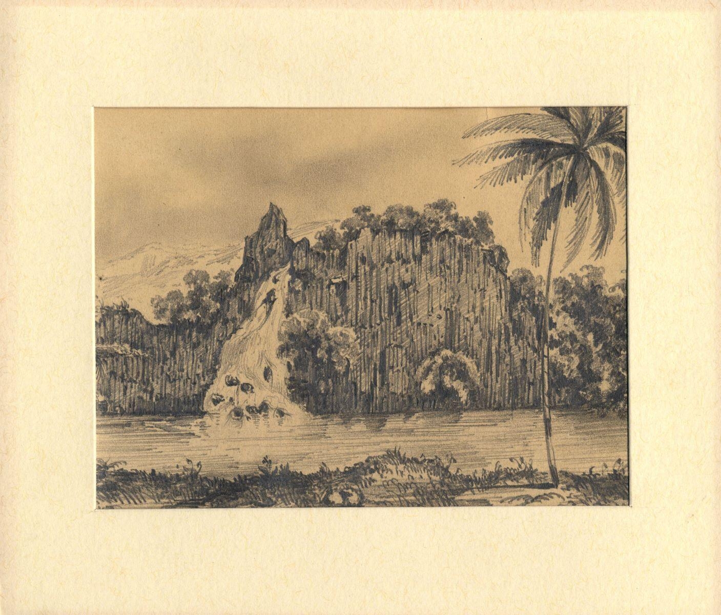 Tahiti. Cascade et colonnade basaltique