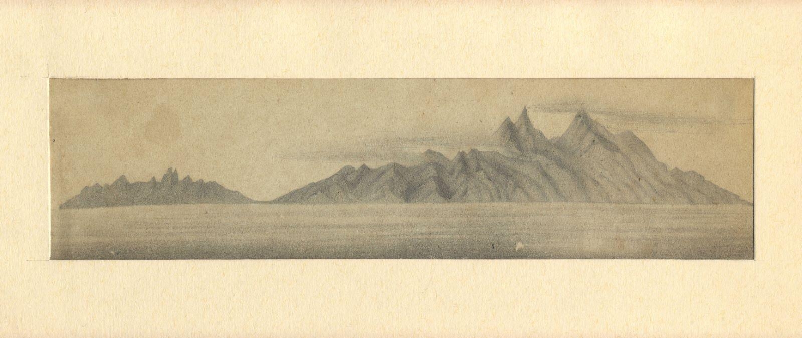 Silhouette de Tahiti prise du nord le 8 septembre 1848