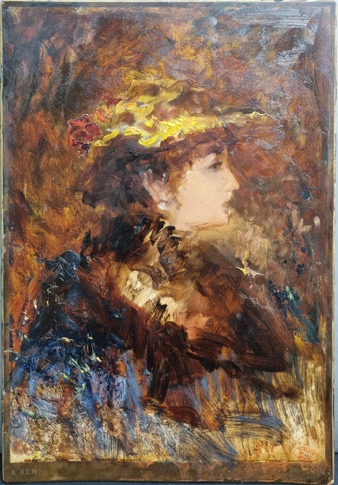 recto : Tête de femme, Ursule Treilles-Ziem ; verso : Paysage