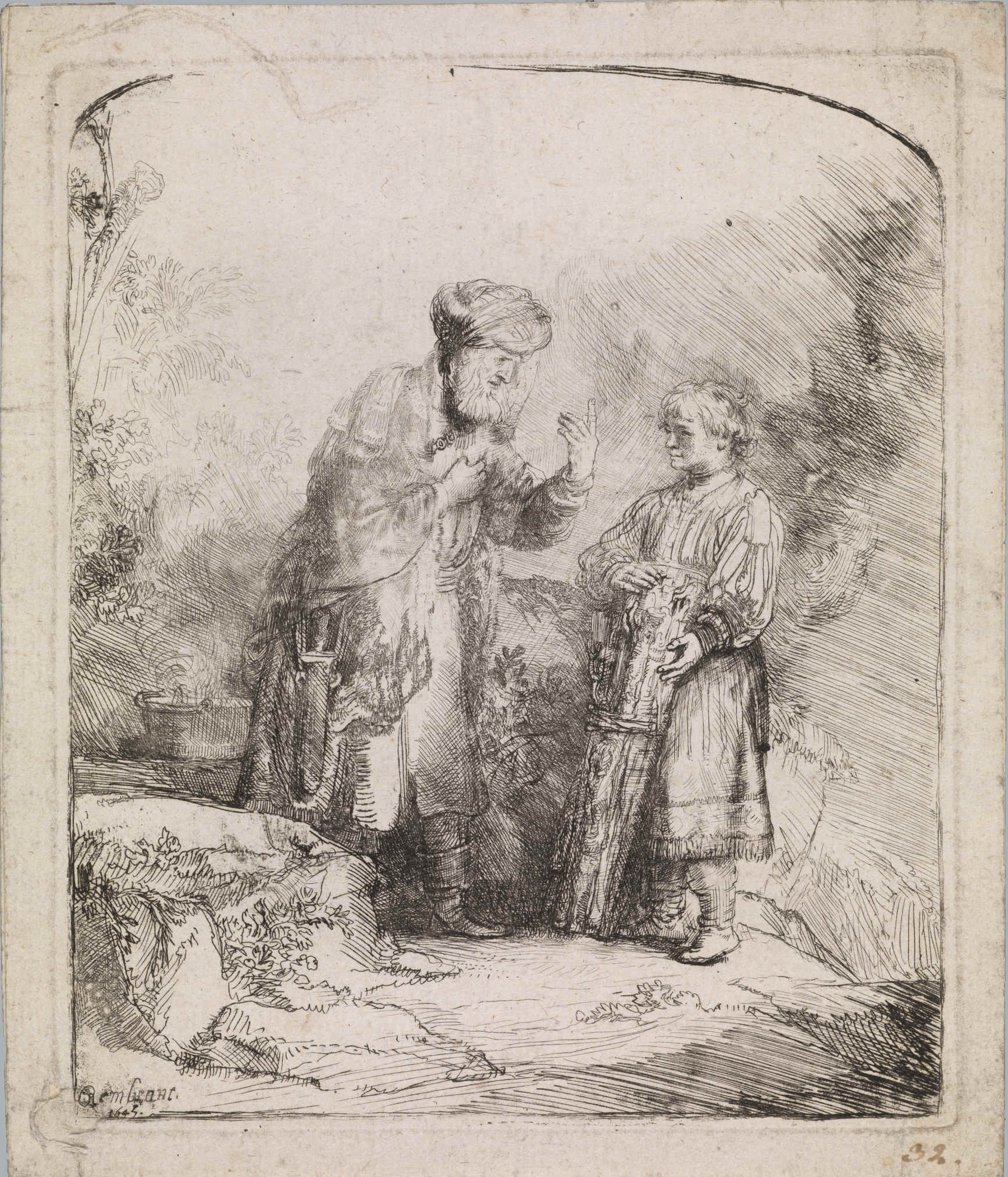 Abraham parlant à Isaac