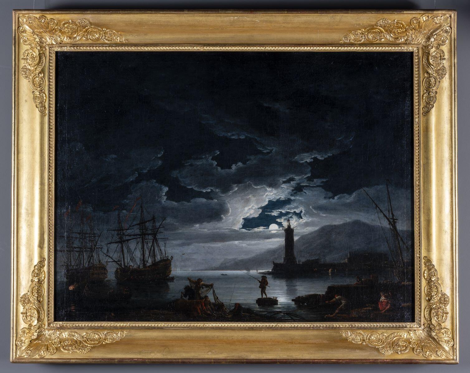 Marine, port sous un clair de lune (titre factice) Port de mer ; effet de lune (catalogue 1900)