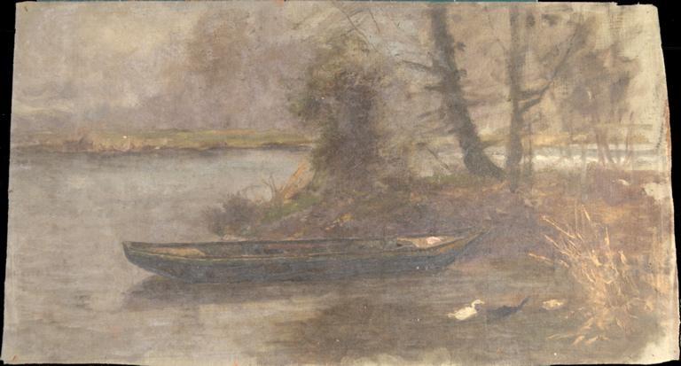 Barque amarrée et canards