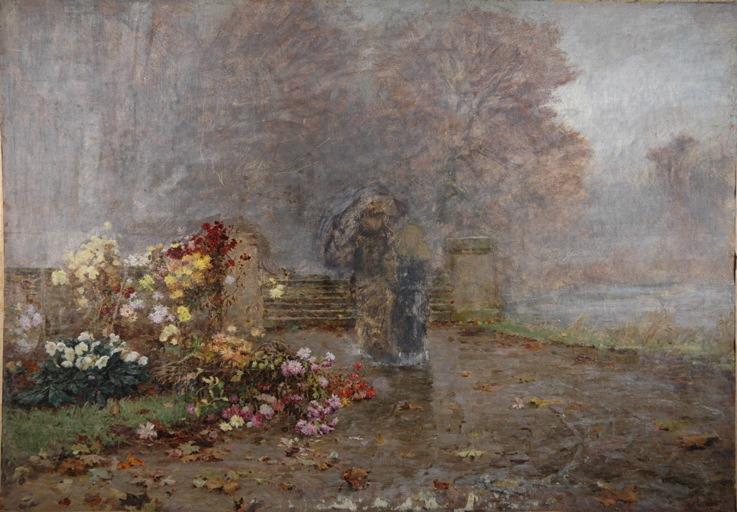 Chrysanthèmes sous la pluie