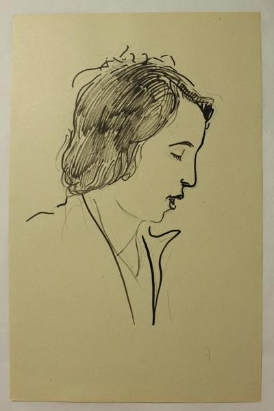 Caricature d'un personnage féminin non identifié (titre factice)