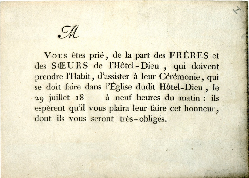 Affiche pour prise d’habit