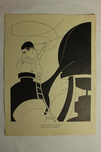 Caricature du professeur Chambon - Pharmacien des hôpitaux