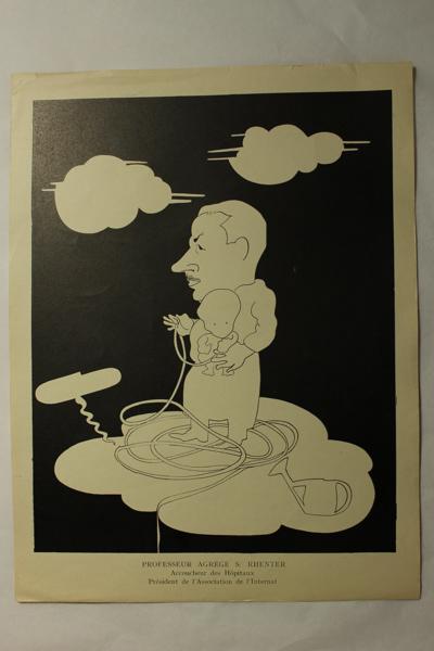 Caricature du professeur agrégé S. Rhenter - Accoucheur des hôpitaux - Président de l'association de l'Internat