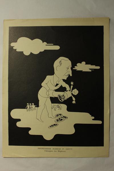 Caricature du professeur agrégé P Santy - Chirurgien des hôpitaux