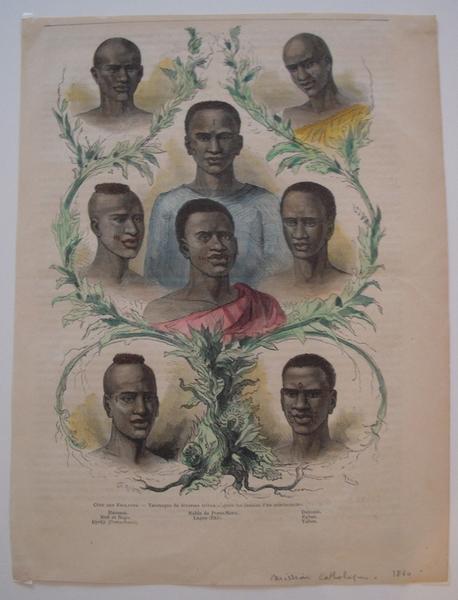 Côte des esclaves. Tatouages de diverses tribus, d'après les dessins d'un missionnaire. (titre inscrit)