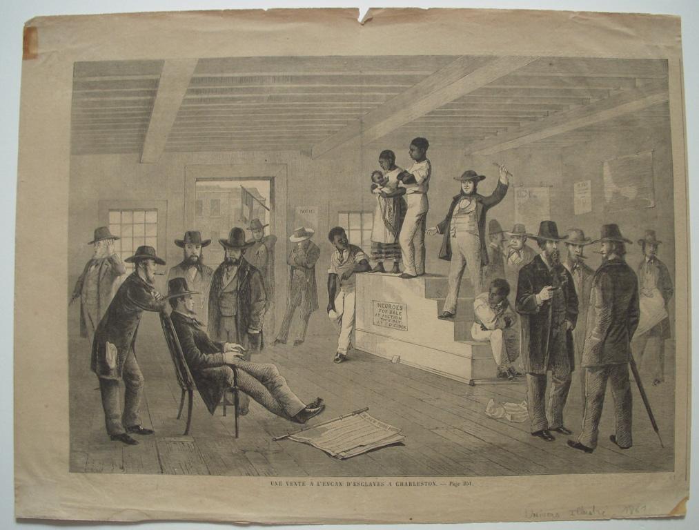 Une vente à l'encan d'esclaves à Charleston (titre inscrit)