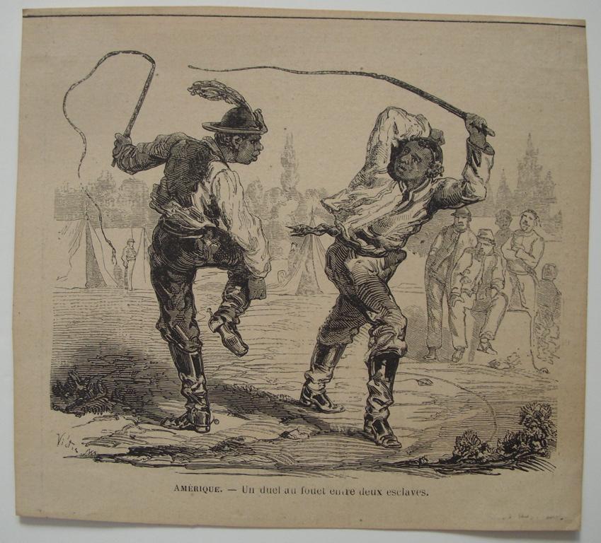 Amérique. Un duel au fouet entre deux esclaves. (titre inscrit)
