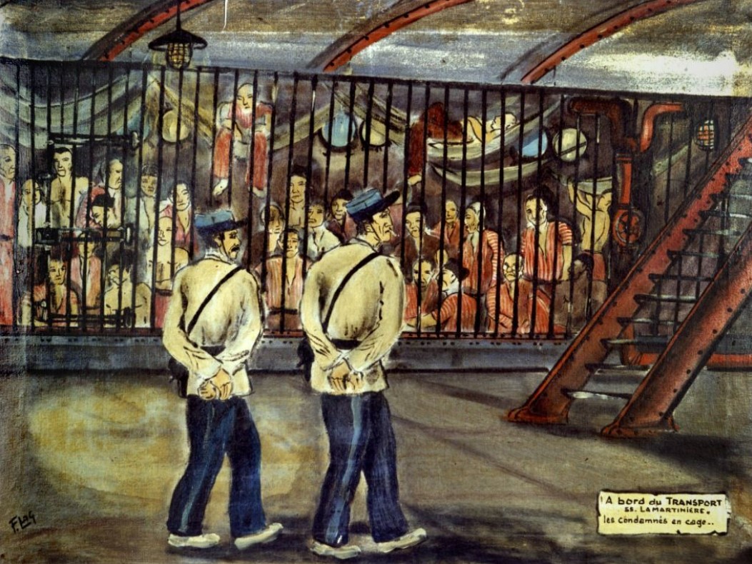 A bord du transport "La Martinière". Les condamnées en cage…