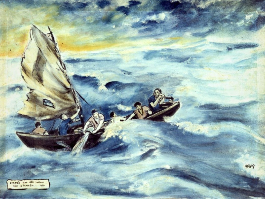 Evadés par mer luttant dans la tempête 1938