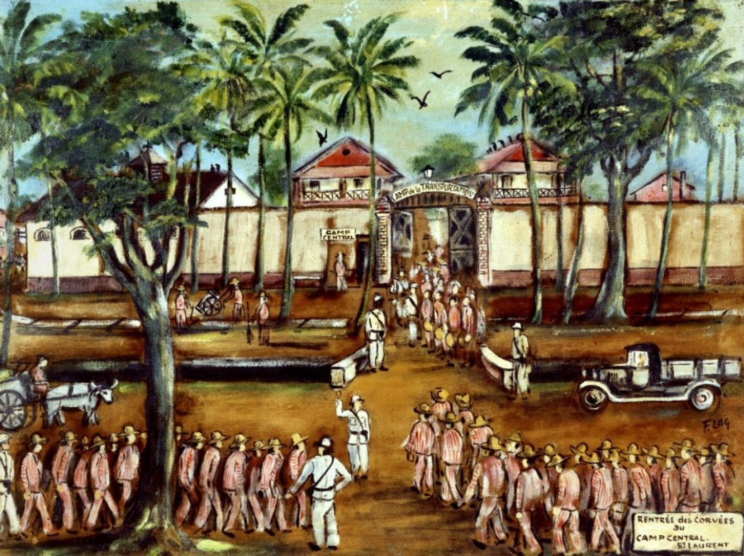 Rentrée des corvées au camp central. Saint Laurent
