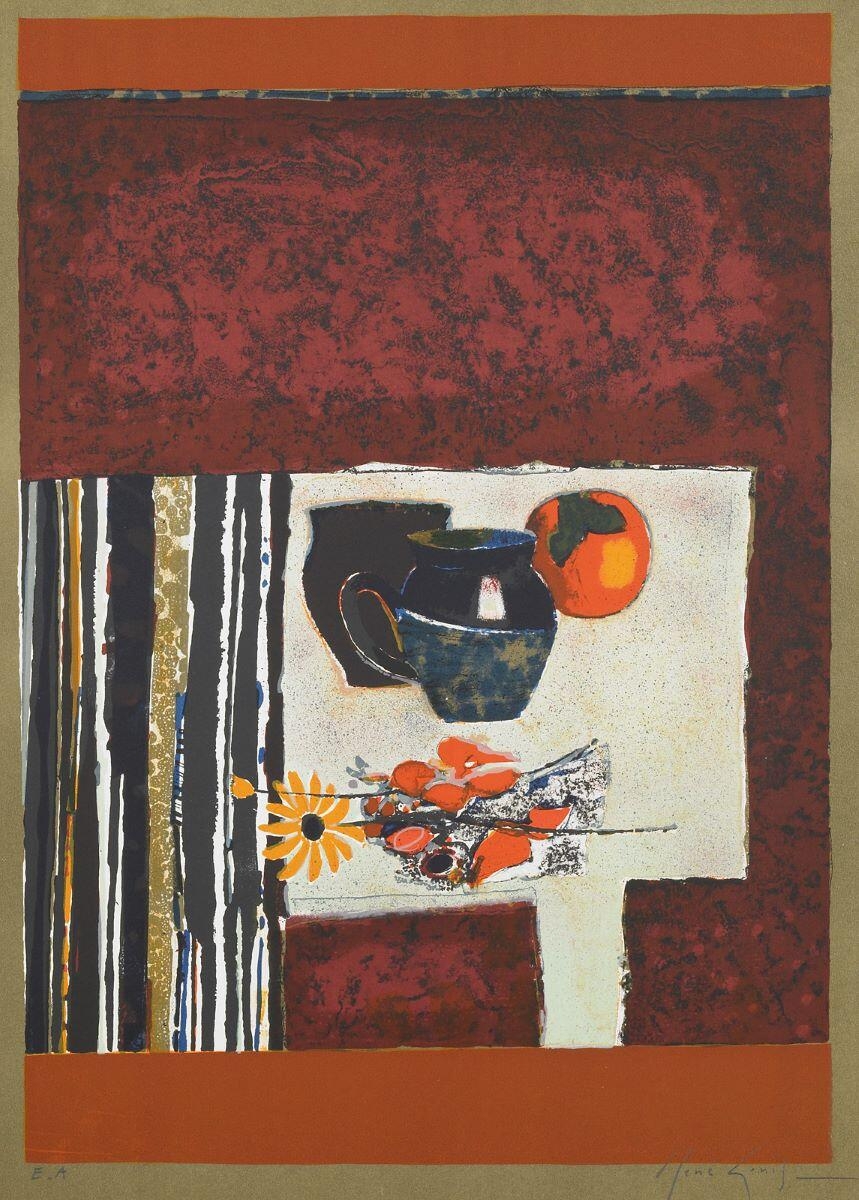 Nature morte au tissu rayé, 1973