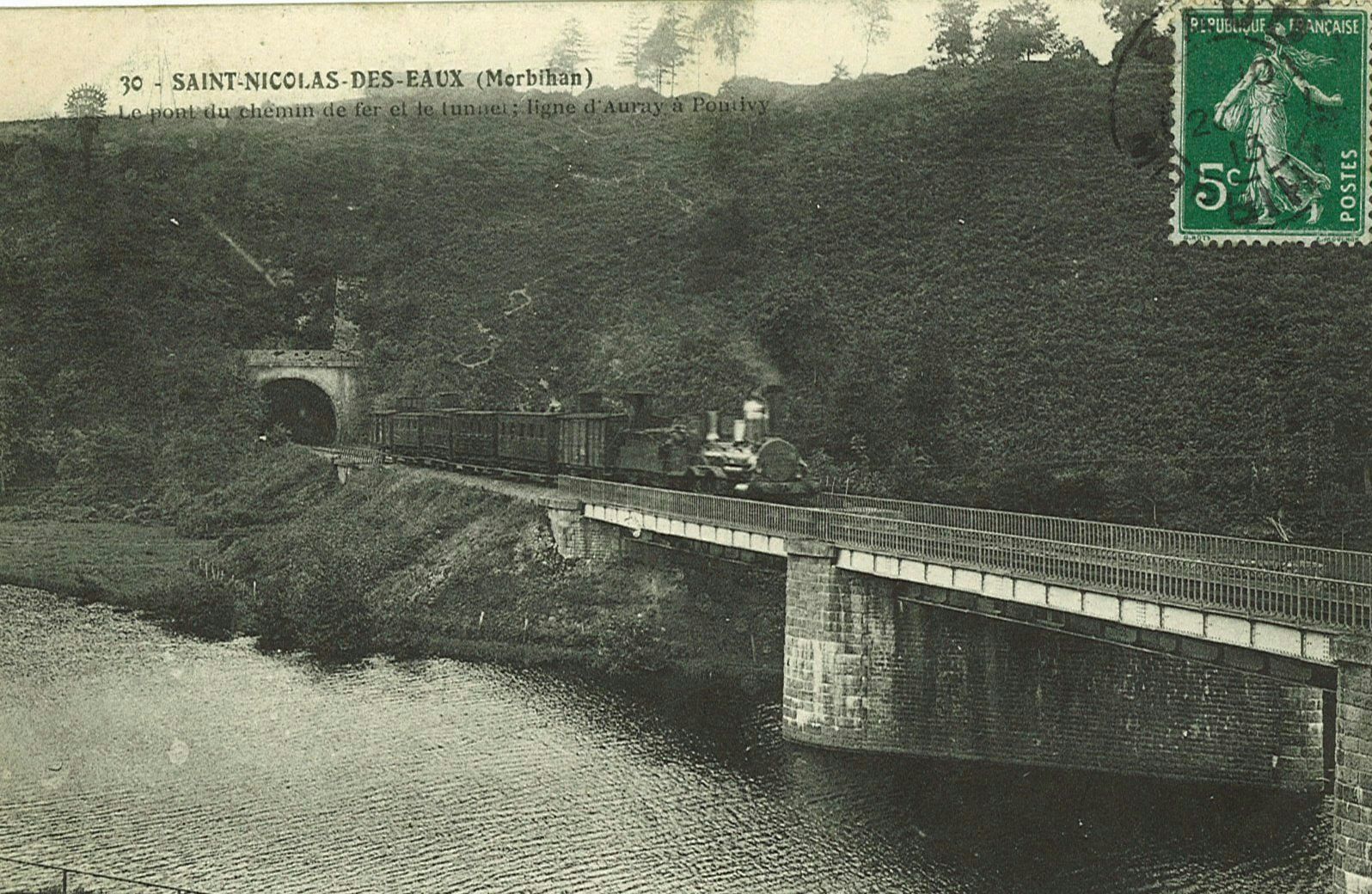 Le pont de chemin de fer et le tunnel ; ligne d'Auray à Pontivy