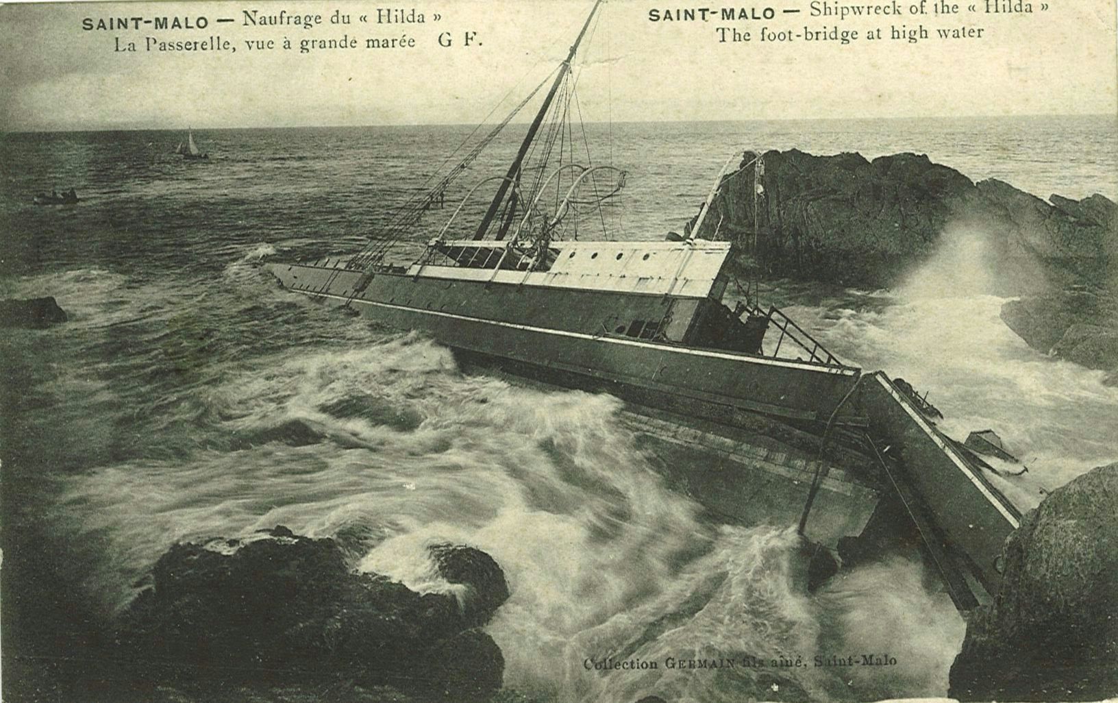 Naufrage du Hilda - La Passerelle vue à grande marée