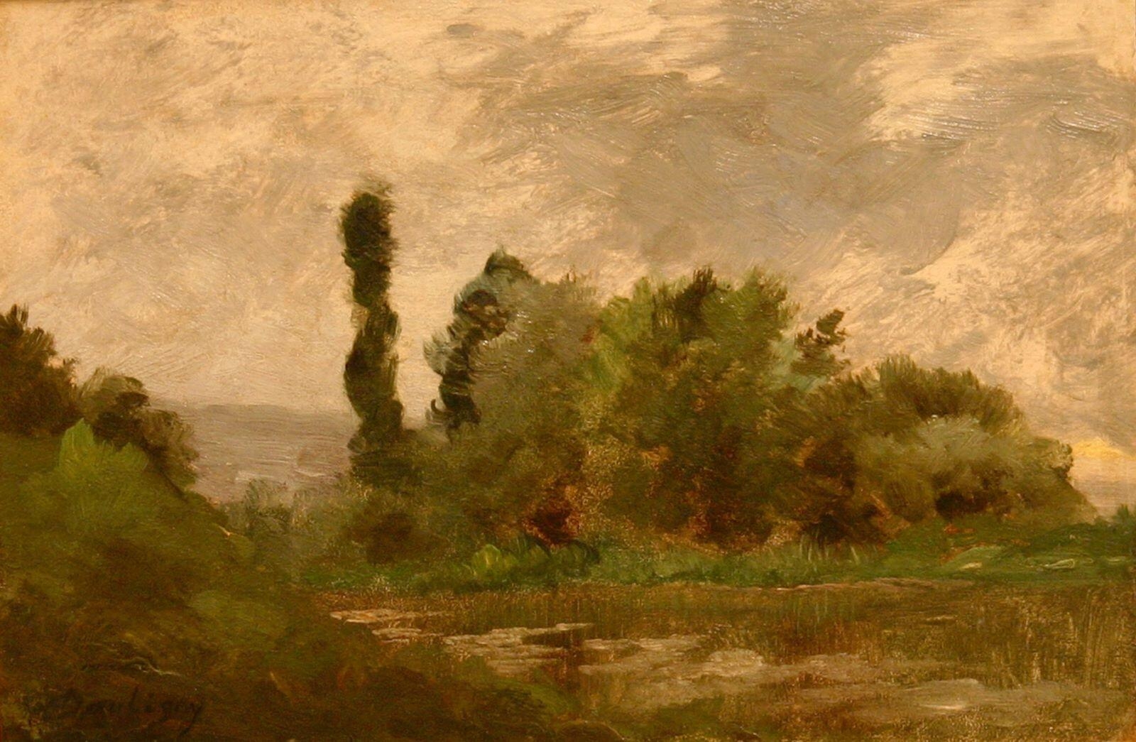 Paysage avec étang