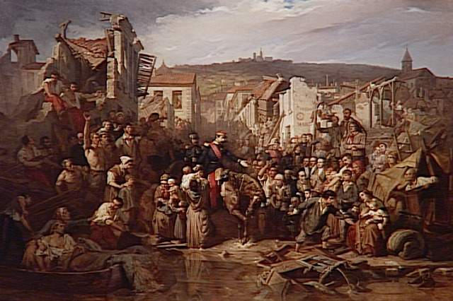 S.M. l'Empereur distribuant des secours aux inondés de Lyon (2 juin 1856)