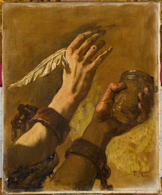 Etude de main (main avec plume et encrier)