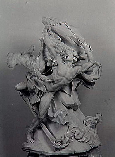 Prométhée attaché sur le Mont Caucase, un aigle lui dévore le foie, dit aussi, Prométhée enchaîné